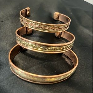 Set of three copper therapy bracelet cuffs. Brand new.